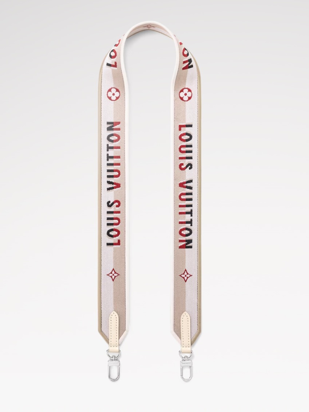 Louis Vuitton White & Red Logo Webbing Shoulder Strap